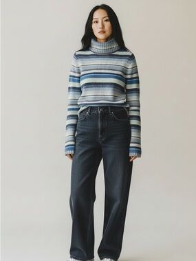 Vintage Ralph Lauren Wool Striped Turtleneck Sweater